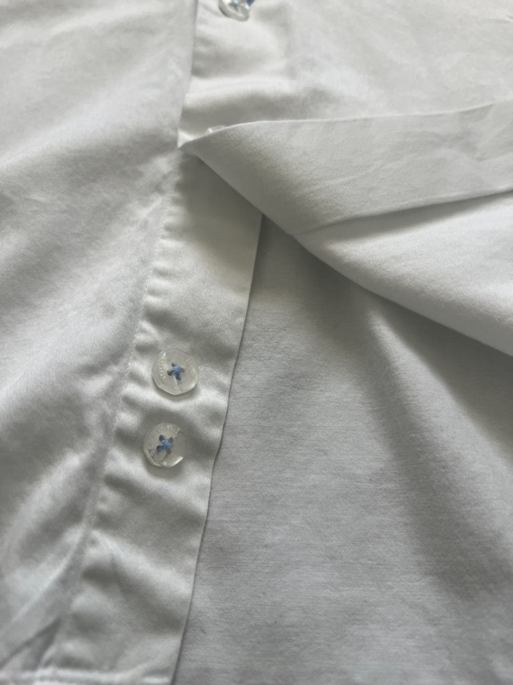 Bogosse White Men's Button-Down Shirt with Blue Plaid Trim Flip Cuffs Size 4 (L) - Picture 11 of 15